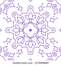 Simple fancy tile wuth symmetrical mandala. Vector seamless pattern