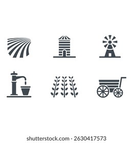 Simple Farm Icons Set for Agricultural Design