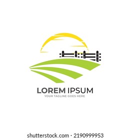 Simple farm logo. Farm animal sign. Green logotype for farm. Symbol for agricultural products.