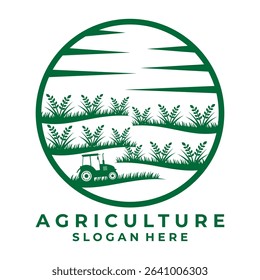 Simple Farm logo design. Circle agriculture logo design vector template