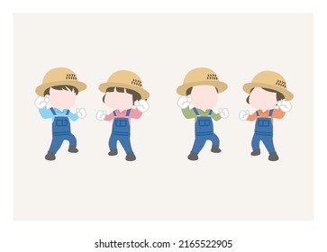 Simple farmer figure illustration set