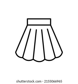 Simple fashion female skirt black line icon. Mini skirt. Short skirt. Trendy isolated outline symbol sign for: illustration, infographic, logo, app, banner, web design, dev, ui, ux, gui. Vector EPS 10