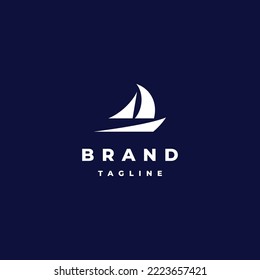 Simple Fast Boat Logo Design. Minimalist Sailing Ship Icon With Forward Leaning Style Design.
