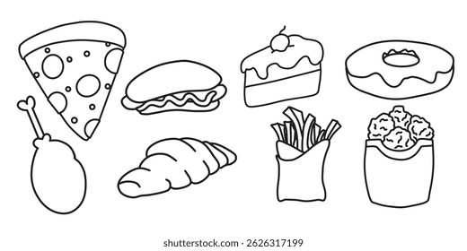 simple fast food icon. minimalist outline vector format. logos, stickers, merchandise, and user interface elements