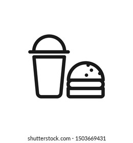 Simple fast food icons with food and drink in line style design on white background. Suitable for resto, cafe, canteen, user interface and website app. Pixel Perfect 48x48. Vector Illustration EPS 10.