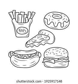 Simple Fast food line icon, doodle vector illustration 