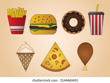 Simple fast foods vector easy to use. Cute illistration vector and icon.