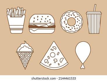 Simple fast foods vector easy to use. Cute illistration vector and icon.
