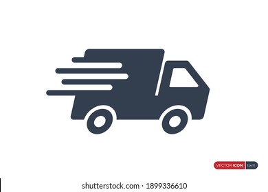 Simple Fast Shipping Delivery Truck Icon isolated on White Background. Usable for Apps, Websites and Business Resources. Flat Vector Icon Design Template Element.