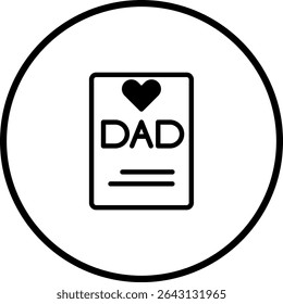 Simple Father's Day Icon Design with Heart and Dad Text in Black and White