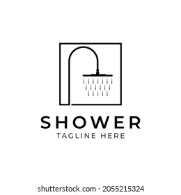simple faucet shower plumbing logo. Shower icon or logo in modern line style