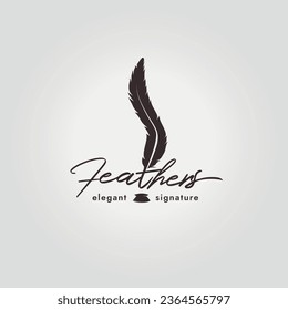 plumas simples con icono de tinta ilustración de diseño vector