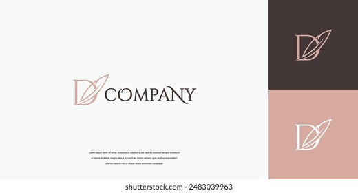 Simple feather signature logo design, lettering feather logo vector illustration