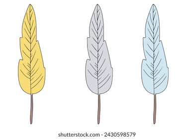 Simple feather vector icons for web design. 