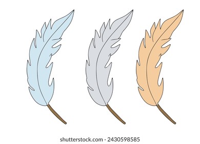 Simple feather vector icons for web design. 