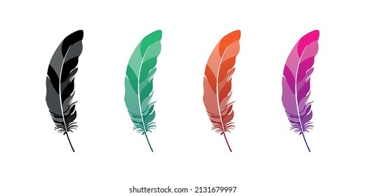 Simple feather vector illustration on white background.