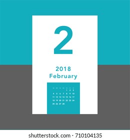 Simple February 2018 calendar. Week starts from Sunday.
