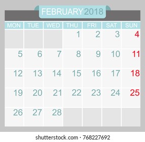 Simple February 2018 planner.