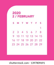 Simple February 2020 calendar. Week starts from Sunday.