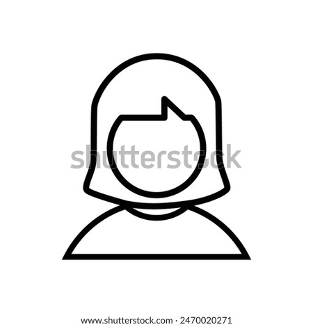 simple female icon. flat black and white outline design style. Suitable for icons for reports, web, presentations etc. vector design template