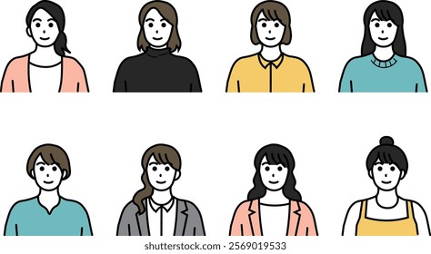 Simple female icon illustration set