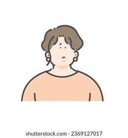 Simple female illustration (troubled expression)