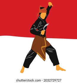 simple female pencak silat vector design