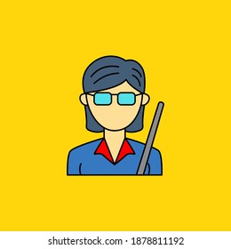 Einfache weibliche Lehrerin, Avatar, Vektorgrafik einzeln auf gelbem Hintergrund. Linearer Farbstil der Lehrerin