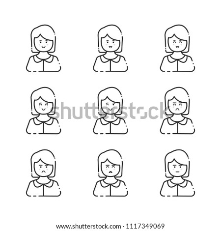 Simple female user avatar vector blak line art