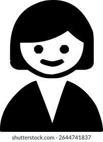 Simple female user icon or avatar representing a woman’s profile in apps, interfaces, or digital identity systems.