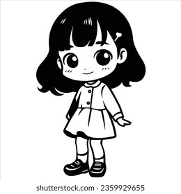 Simple female vector cute chibi fashionable flat vector