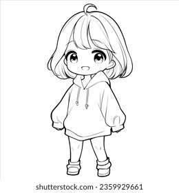 Simple female vector cute chibi fashionable flat vector