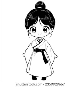 Simple female vector cute chibi fashionable flat vector