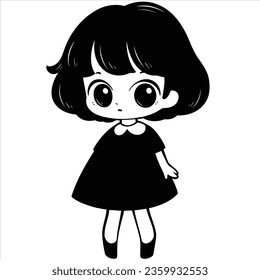 Simple female vector cute chibi fashionable flat vector