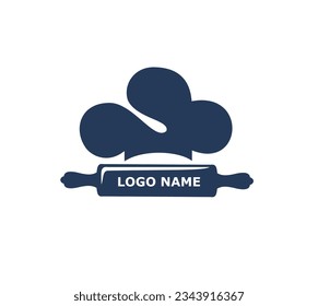 Einfaches Logo für die feminine Bäckerei mit Kochmütze und Walzen-Pin