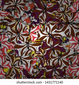 Simple feminine pattern for card, print, invitation. Vector illustration. Suitable for paper, fabric, packaging. Seamless. Collection of colorful butterfly on black, white and brown background.