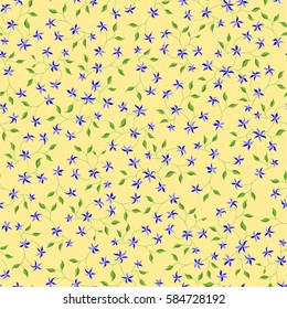 Simple Feminine Pattern in Country Style. Seamless Random Ornament with Tiny Cute Flowers on Light Background. Gentle Calico for Textile, Fabric, Wallpaper. Girlie Small Floral Decor. Natural Design