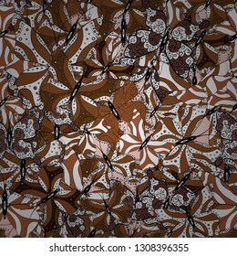 Simple feminine pattern for invitation, card. Contrast seamless butterfly cloth template on white, black and brown. Repeating insect fabric clipart for garments. Flying butterfly linen theme Vector.