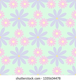 Simple feminine seamless pattern with flowers. Floral vector illustration.