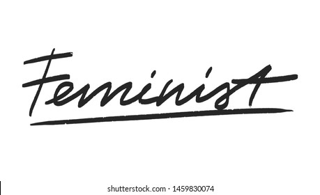 Simple feminist vector lettering. Black and white inscription for women's rights