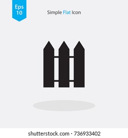 Simple Fence Icon. Black Vector Illustration