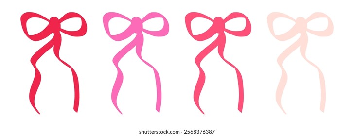 Simple festive decorative ribbons.Icon for wrapping gifts for birthday, Valentines day, New Year. 