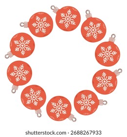 Marco redondo festivo simple con decoración de Navidades. El diseño de Vector simple perfecto para Navidades y decoraciones de Año Nuevo o saludos de vacaciones.
