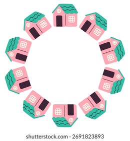 Einfaches festliches rundes Gestell mit weihnachtlicher Dekoration. Das einfache Vektordesign ist perfekt für Weihnachts- und Neujahrsdekorationen oder Weihnachtsgrüße.