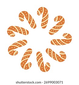 Einfache festliche runde Rahmen mit Weihnachtsingwerbrot . Das einfache Vektordesign ist perfekt für Weihnachts- und Neujahrsdekorationen oder Weihnachtsgrüße.