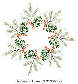 Marco redondo festivo simple con decoración de Navidades. Diseño de Vector ideal para decoraciones de Año Nuevo y Navidad o saludos de vacaciones.