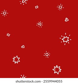 Simple festive vector design with hand drawn shining stars and hearts for holiday decor