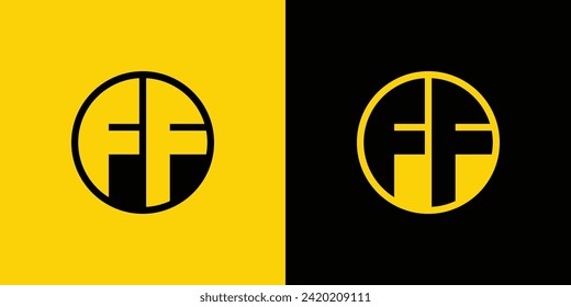 Juego de logotipos sencillos en círculo de letras FF, adecuado para negocios con iniciales FF