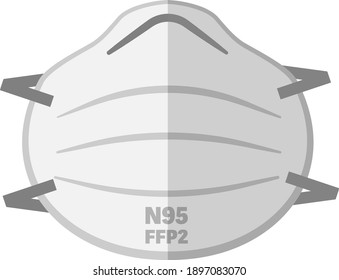 simple FFP2 N95 face mask respirator vector illustration