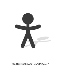 Simple figure icon. Minimalist human silhouette. Person body symbol. Figure with shadow. Modern human shape in vector design